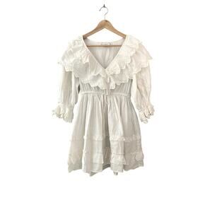 Topshop Ruffle Broderie Mini Dress Ivory White 6